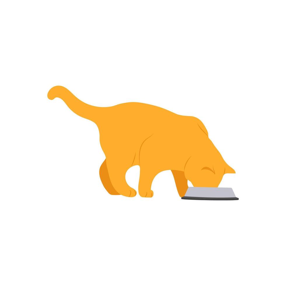 Eating Cat Flat Illustration vector