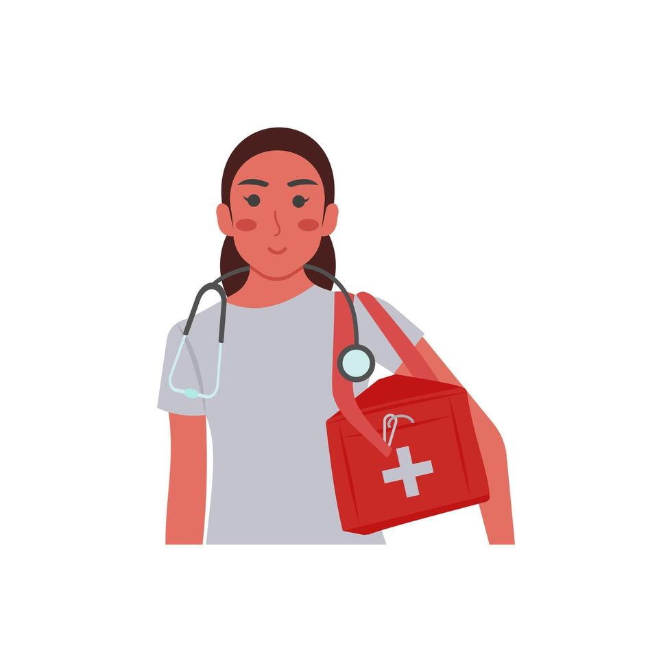 Paramedic Woman Flat illustration vector