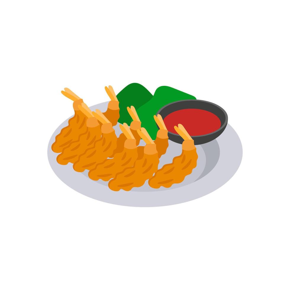 Fried Shrimps, Seafood Illustration vector