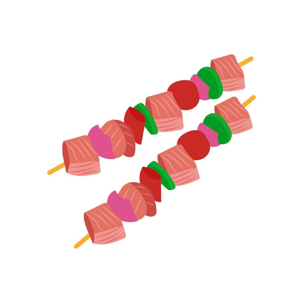Salmon Skewers, Seafood Illustration vector