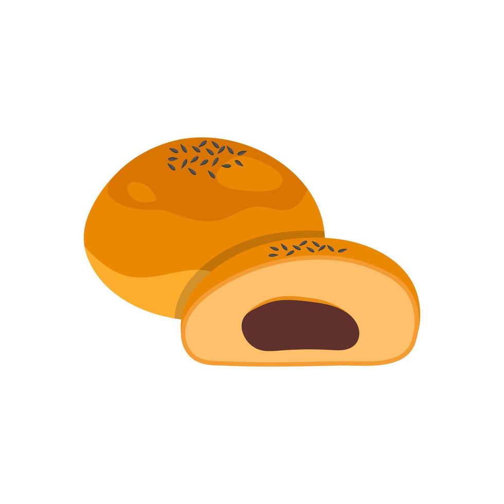 Red Bean Bun, Sweets Illustration vector