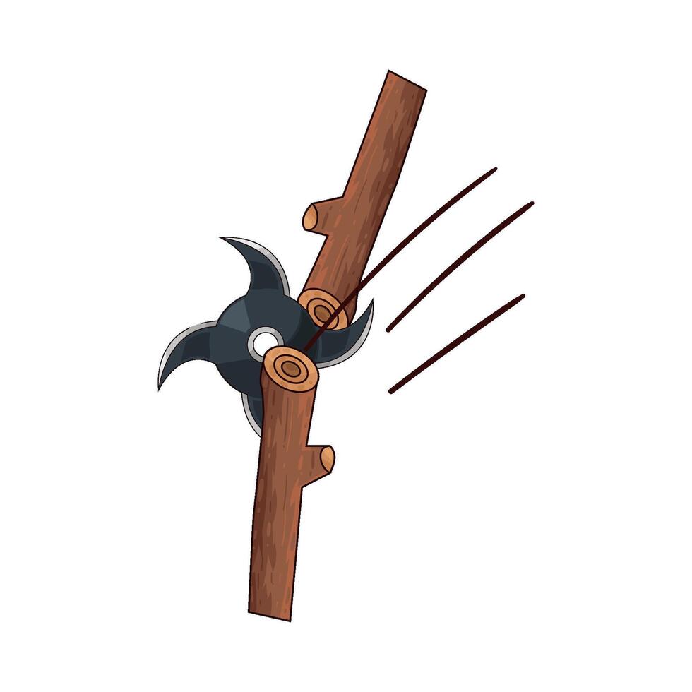illustration of shuriken that splits wood vector