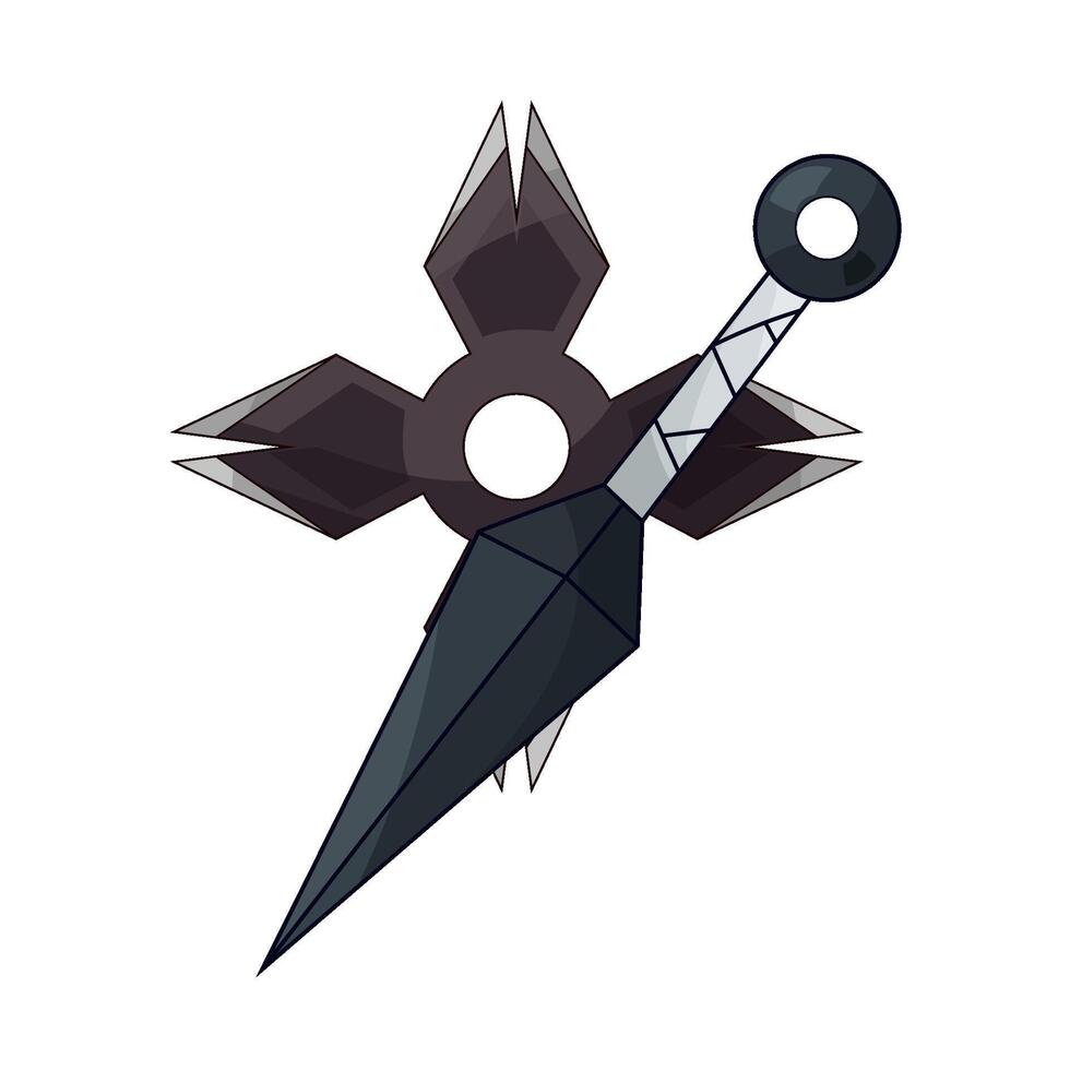 shuriken with kunai illustration vector