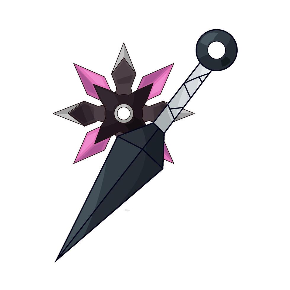 shuriken and kunai illustration vector