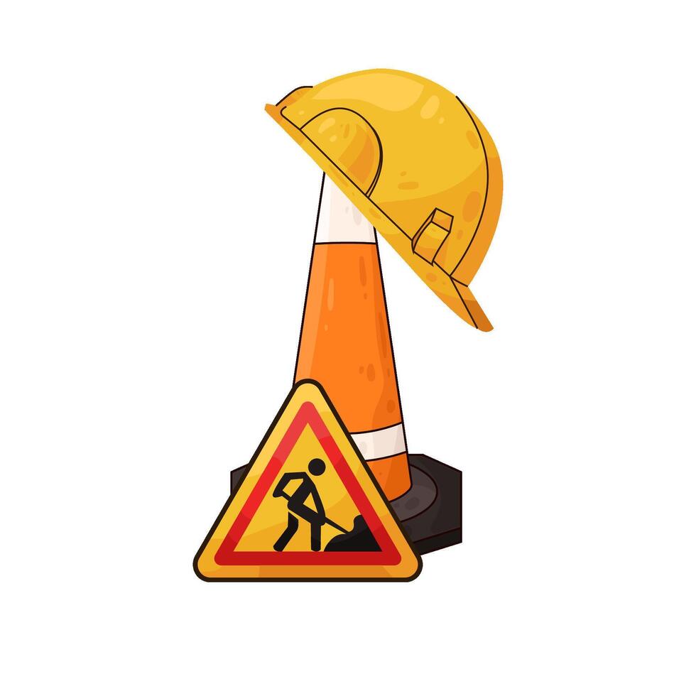 traffic cones with hard hats vector