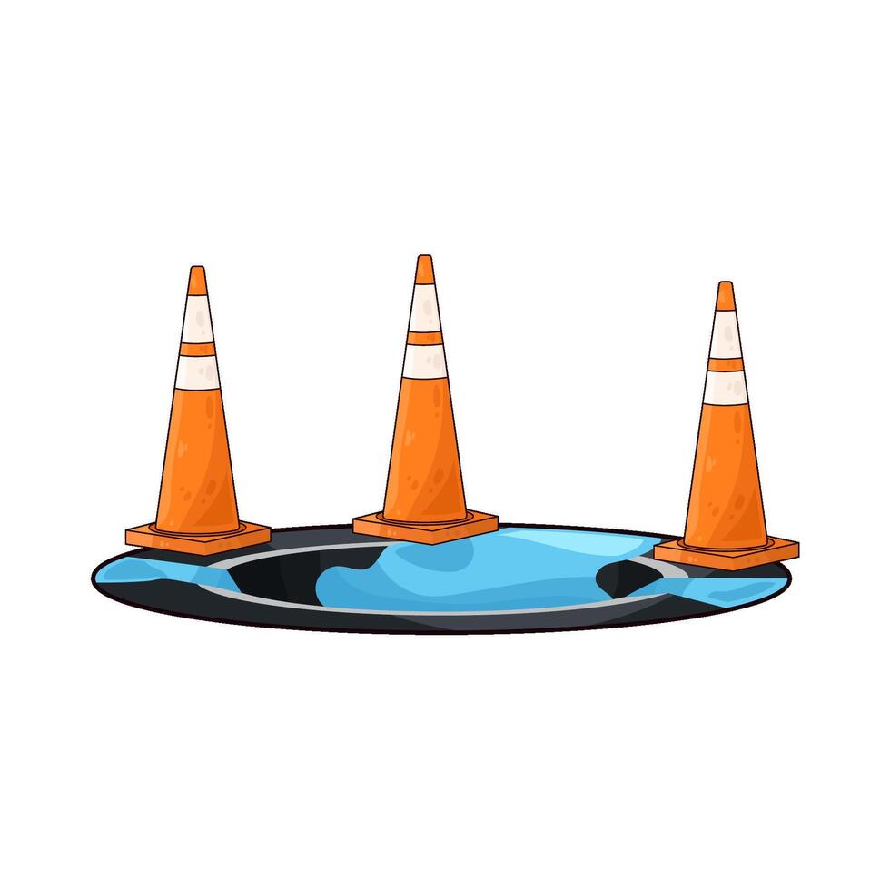 traffic cone with hole illustration vector