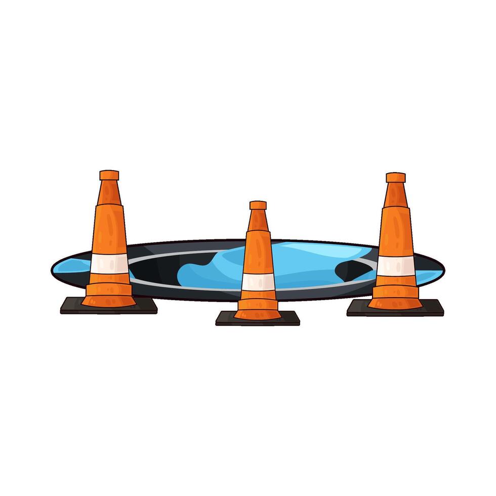 illustration of traffic cones blocking the ramp vector