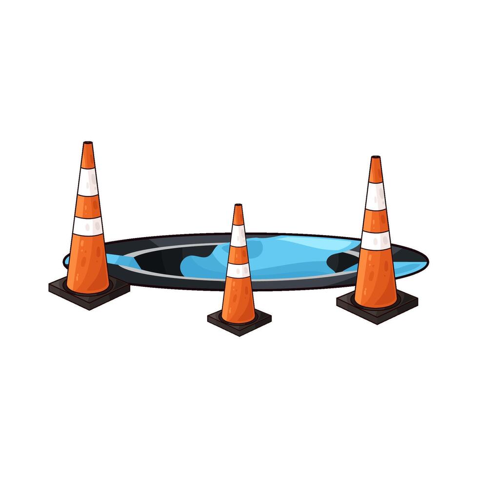 traffic cones blocking the ramp illustration vector