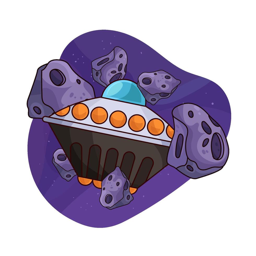 illustration of UFO and Meteor vector