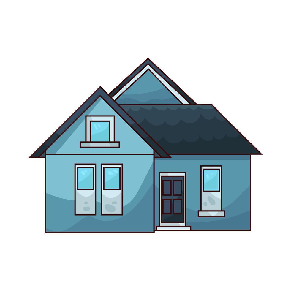 blue comfortable house vector