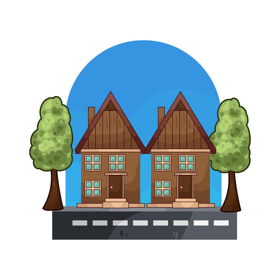 housing next to the road vector