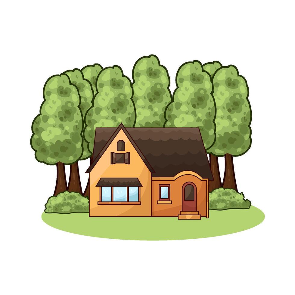 trees around the house vector