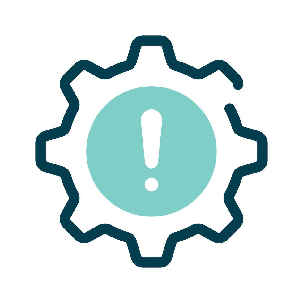 A gear with an exclamation point, symbolizing critical system issues vector