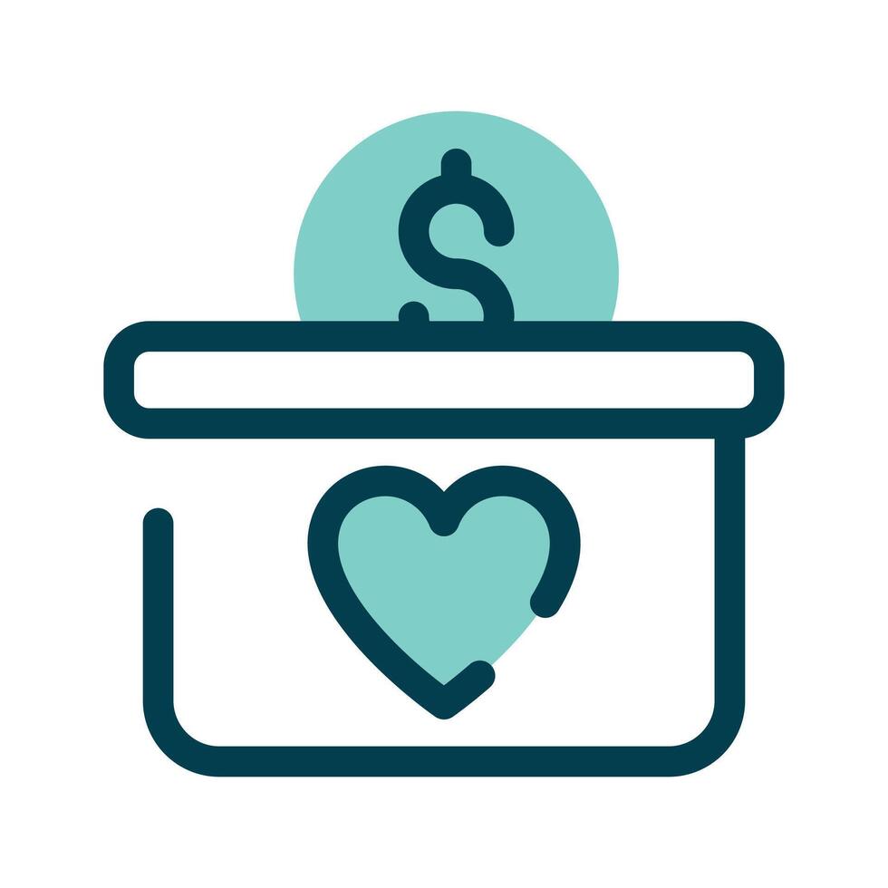 A donation box with a heart and a dollar symbol, representing charitable giving vector