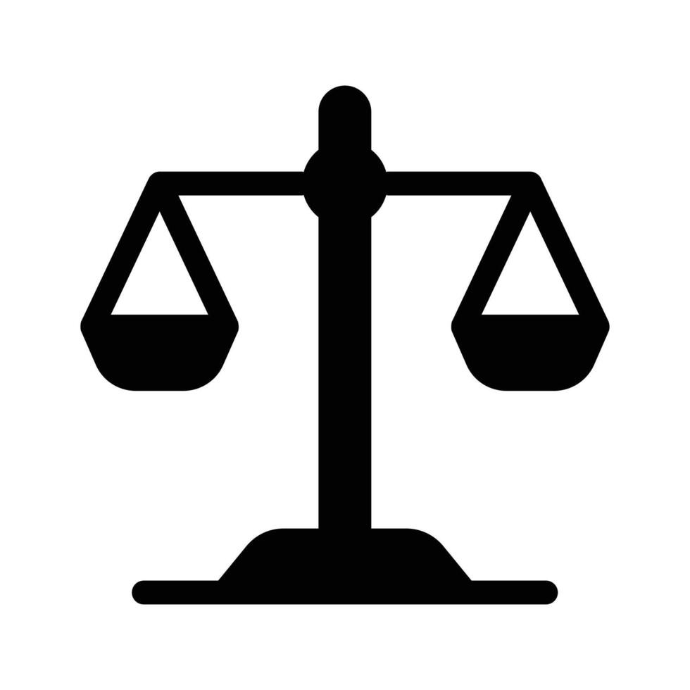 Icon of balanced scales symbolizing law, justice, and fairness vector