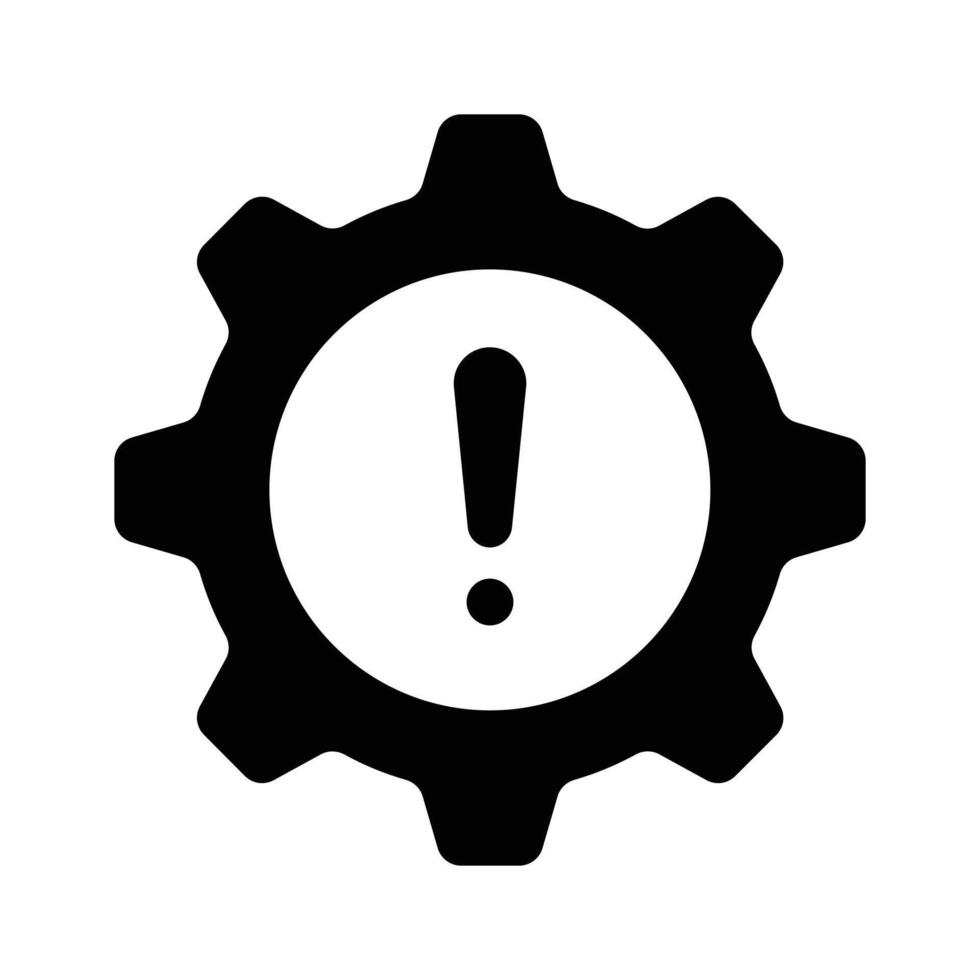 A gear with an exclamation point, symbolizing critical system issues vector