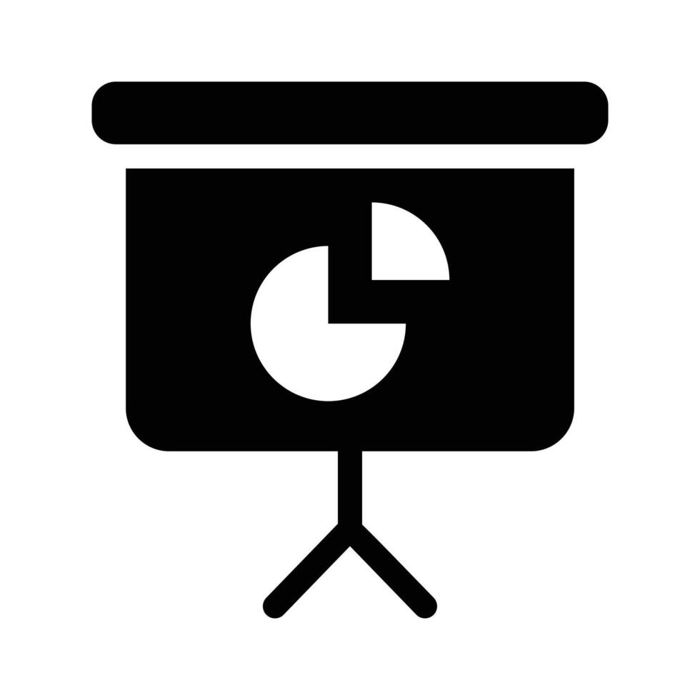 Presentation board with a pie chart, representing business analysis icon design vector