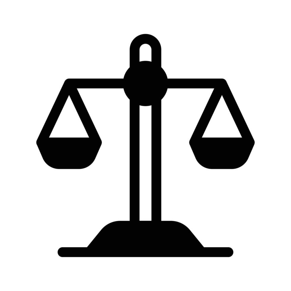 Icon of balanced scales symbolizing law, justice, and fairness vector