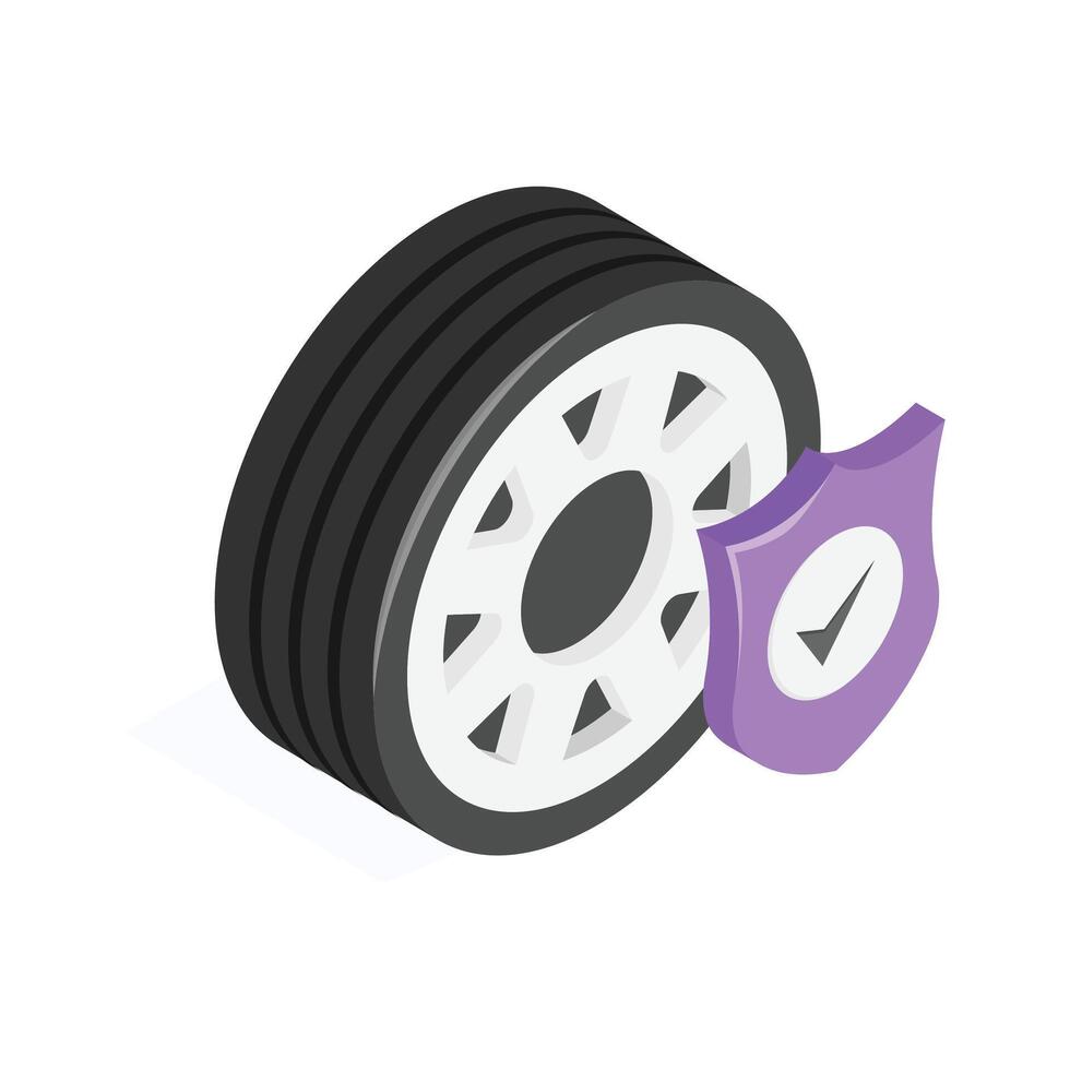 Trendy isometric icon of tire insurance in modern style vector