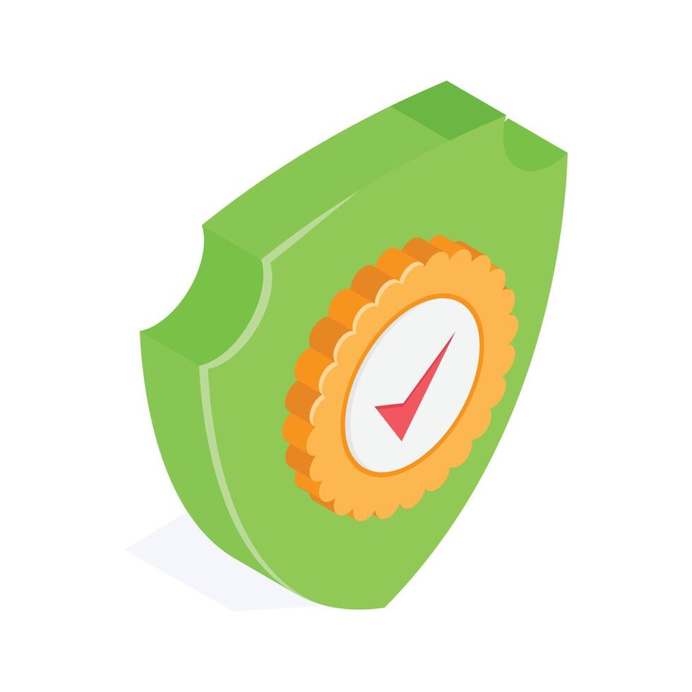 A green shield with a checkmark symbolizing trusted and verified protection vector