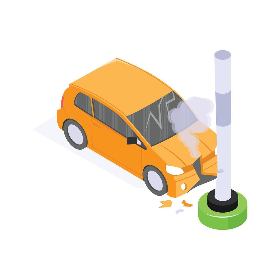 A car with smoke showing protection against vehicle breakdowns vector
