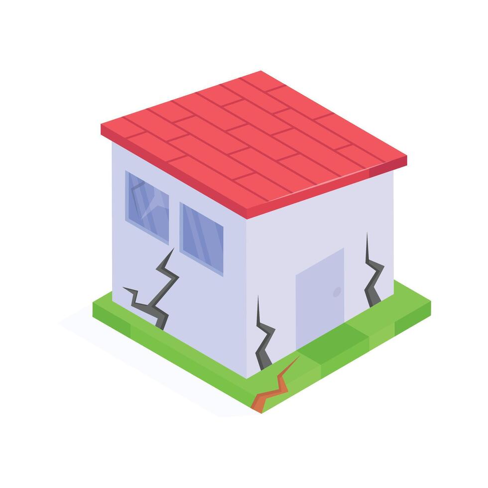 A damaged house symbolizing protection against earthquakes vector