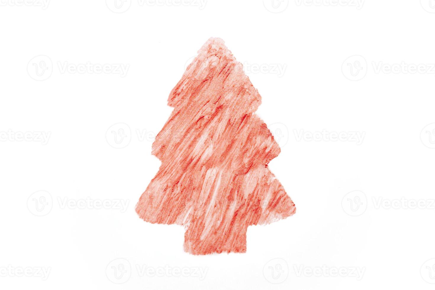 Sparkly red cream shaped like a Christmas tree on white background. Design element for cosmetic banner holiday sale photo