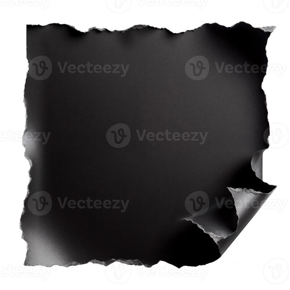 Blank Square Torn piece of black cardboard isolated on a white background. template mock up photo