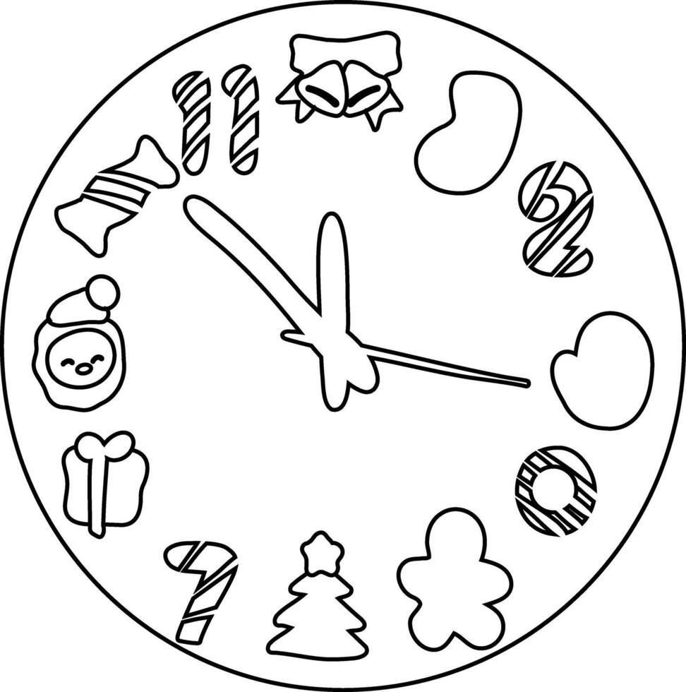 Clock with Christmas-themed decorations. vector