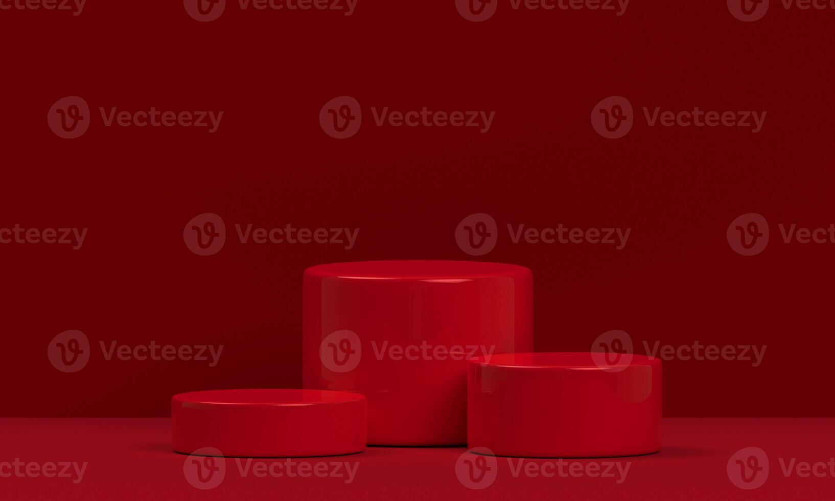 Podium red shape for show cosmetic product display for christmas day or new years. stand product showcase on red background photo