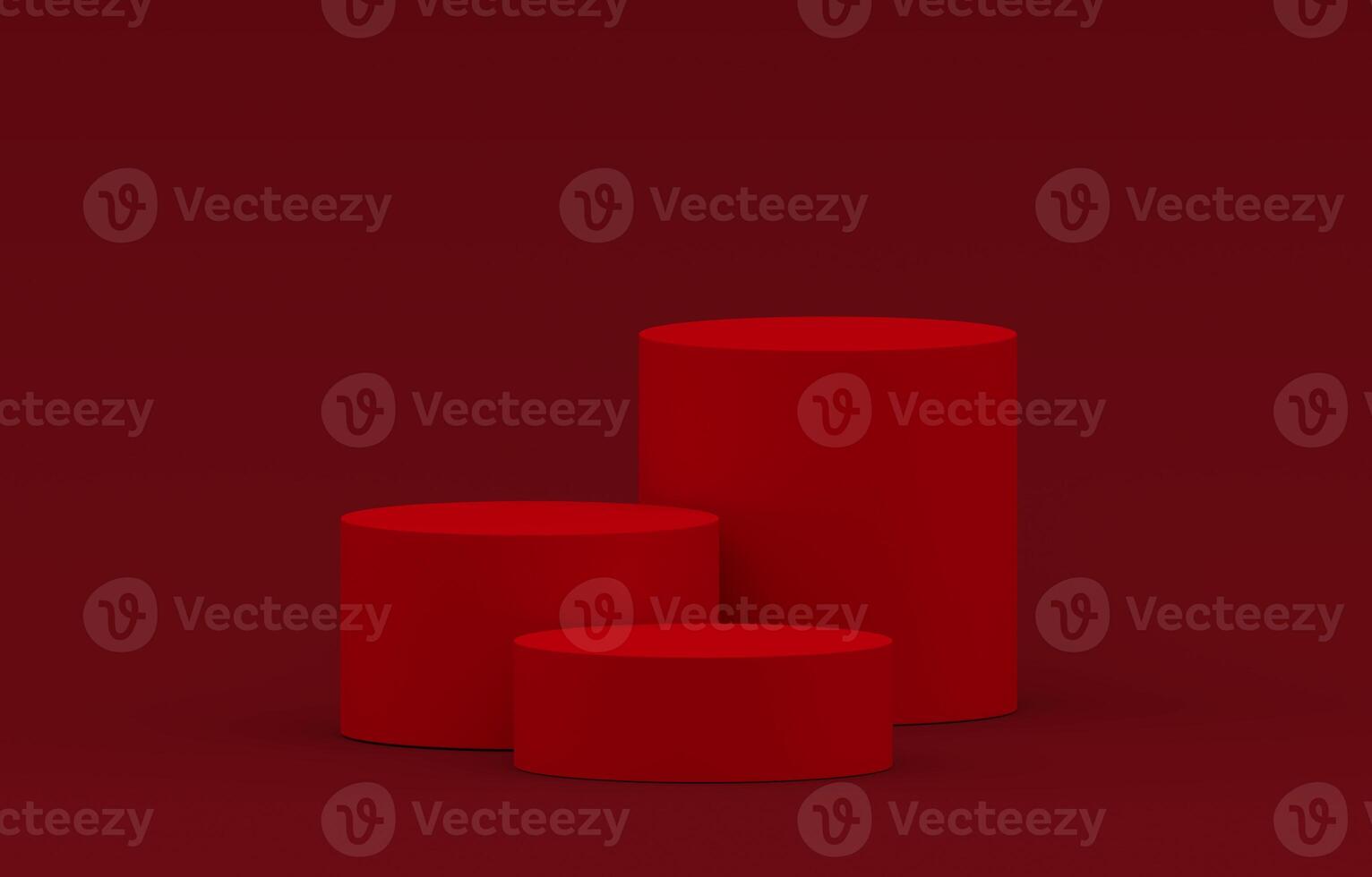 Podium red shape for show cosmetic product display for christmas day or new years. stand product showcase on red background photo