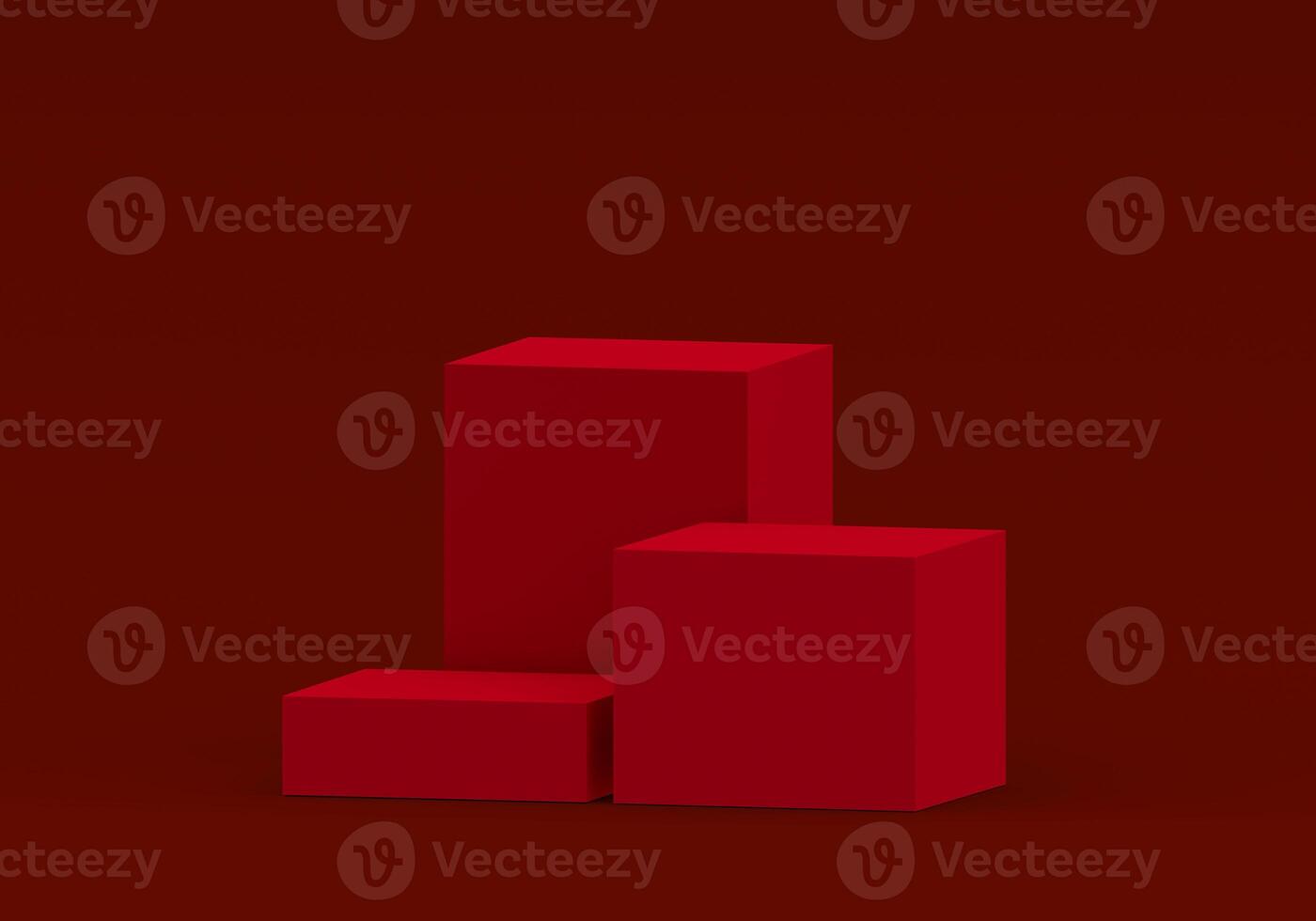 Podium red shape for show cosmetic product display for christmas day or new years. stand product showcase on red background photo