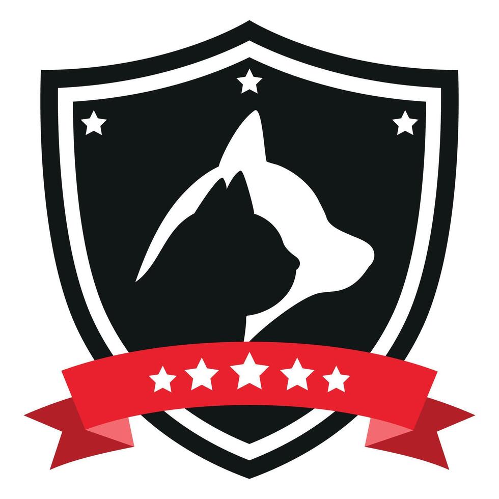 Illustration of silhouettes of a dog and a cat on a shield vector