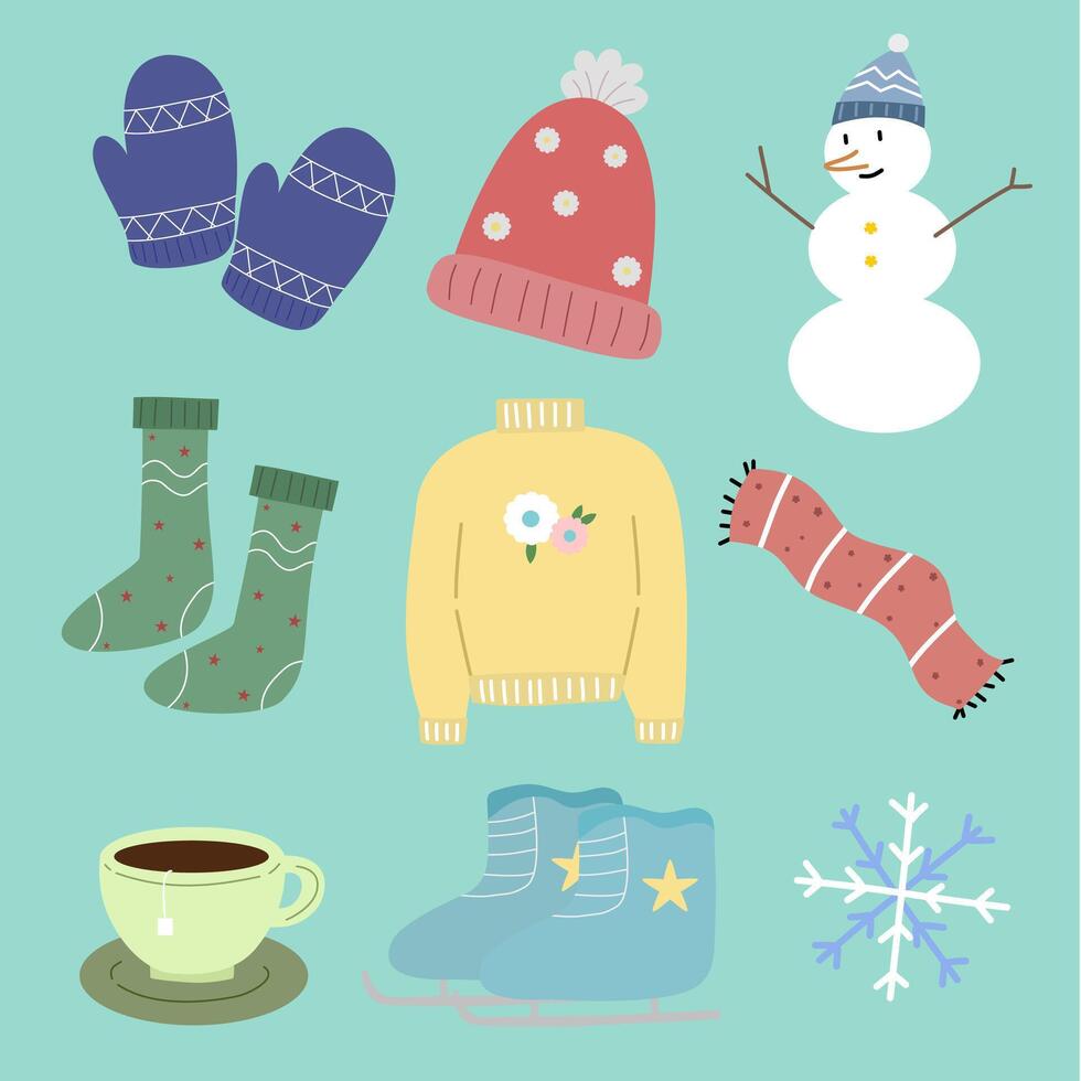 Christmas icons set object hand drawn vector