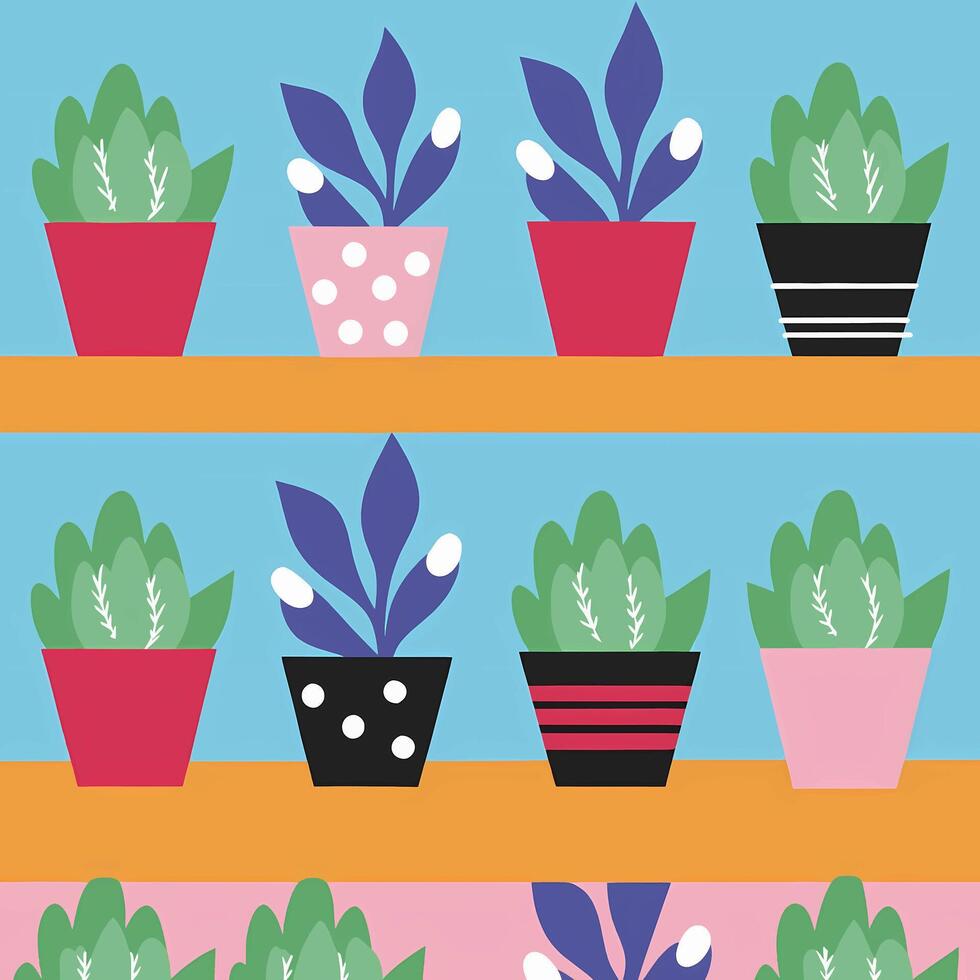 Succulents in pots on shelves vector