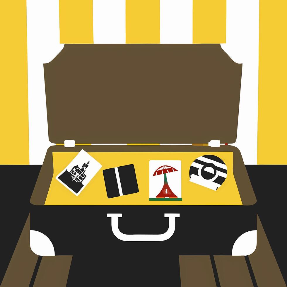 A suitcase with a bunch of stuff in it vector