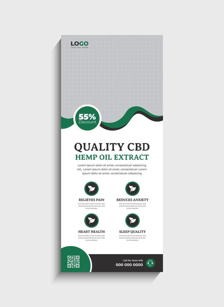 Professional Hemp CBD oil standee roll up banner template design vector