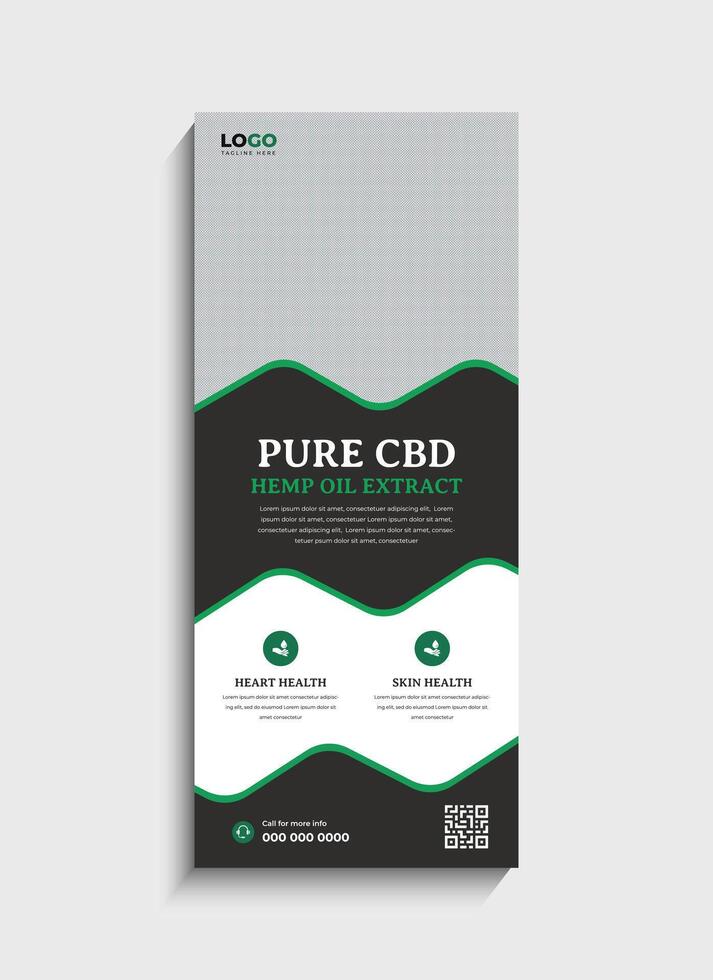 Innovative Hemp CBD oil standee roll up banner template design vector