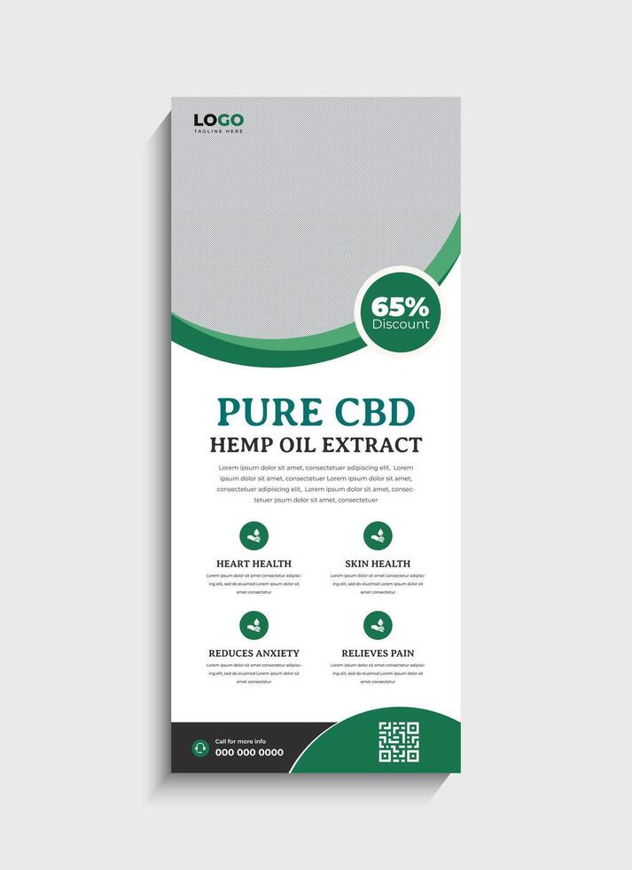 Hemp CBD oil standee roll up banner template design vector