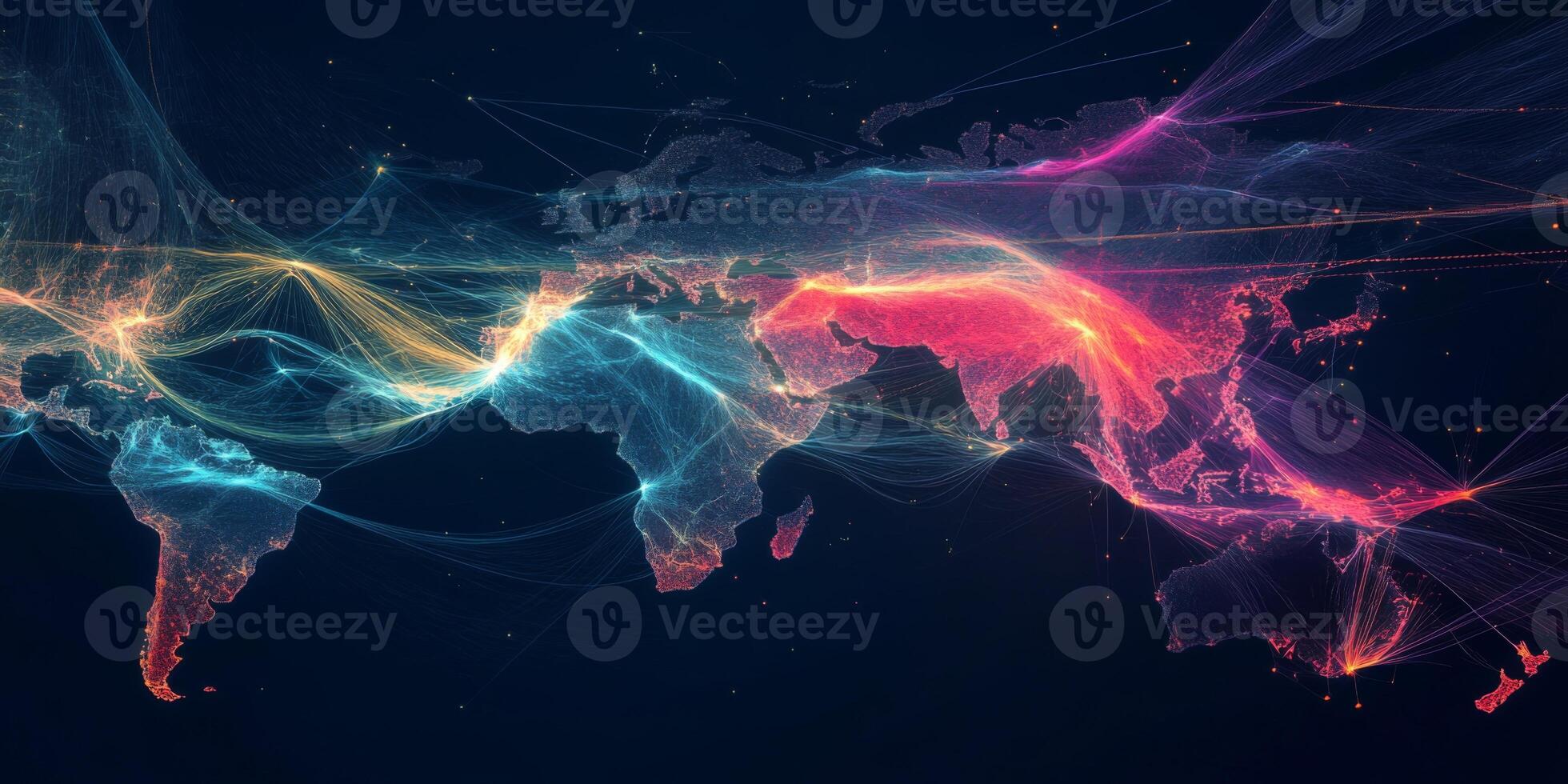 Global Network Connections Abstract World Map Digital Art Interconnectivity photo