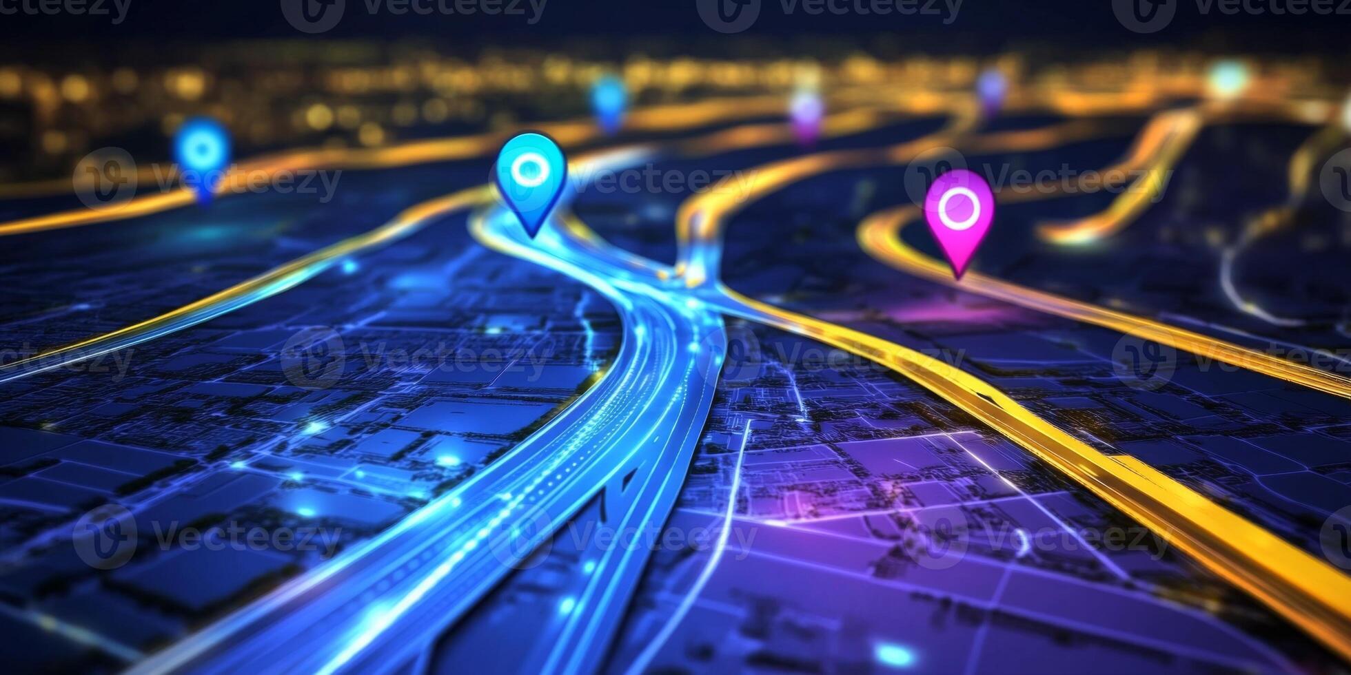 Digital Highway Map GPS Navigation Route Planning Location Tracking photo