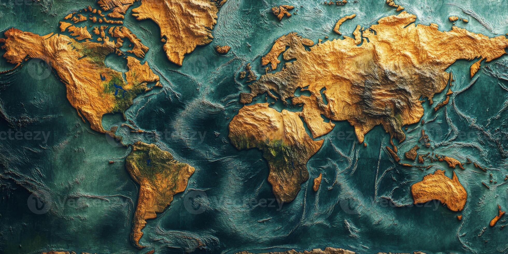 High Definition Relief Map of Earth Oceans Continents Mountains Rivers photo