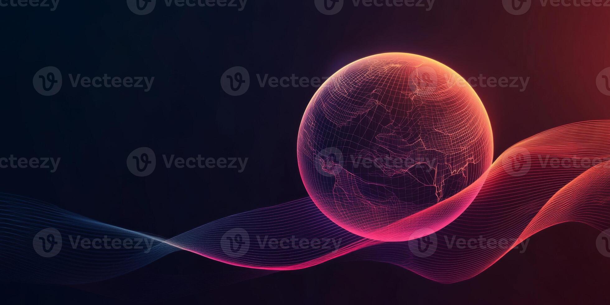 Futuristic Global Network Abstract Earth Connectivity Technology Background photo