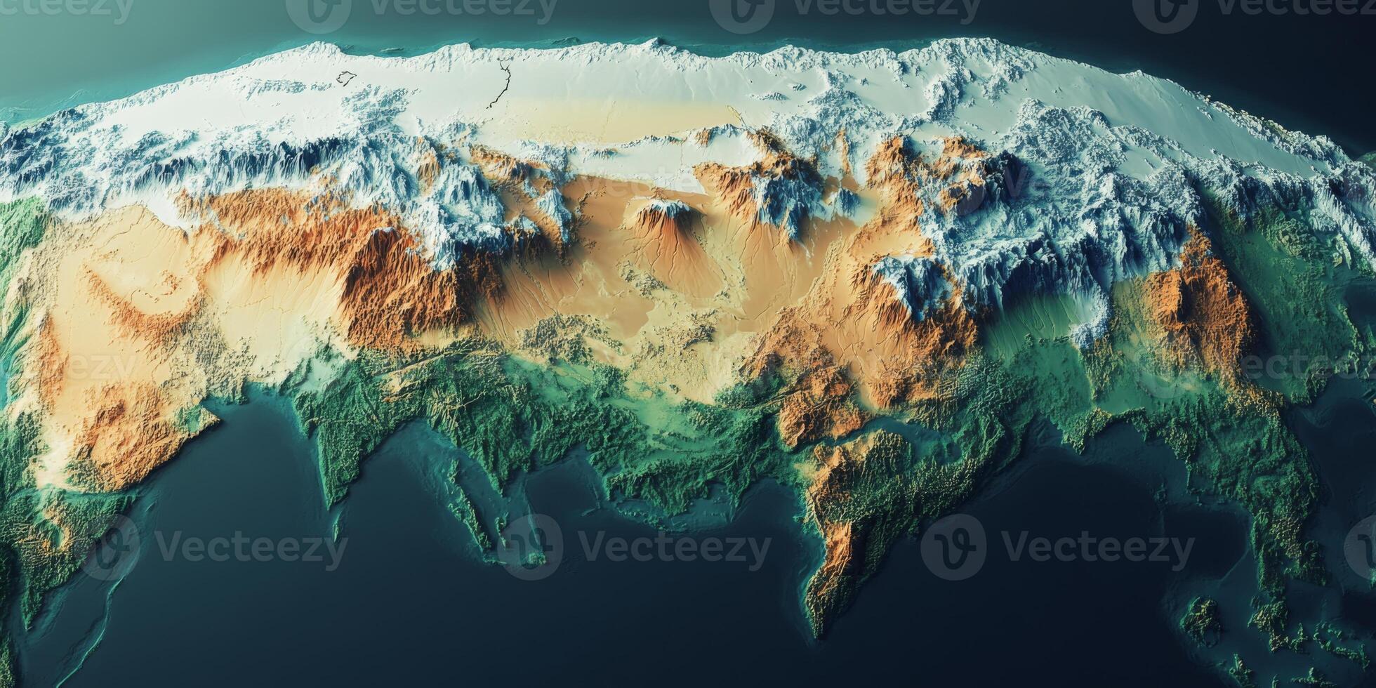 Detailed 3D Earth Topography Map Mountains Oceans Landmasses photo