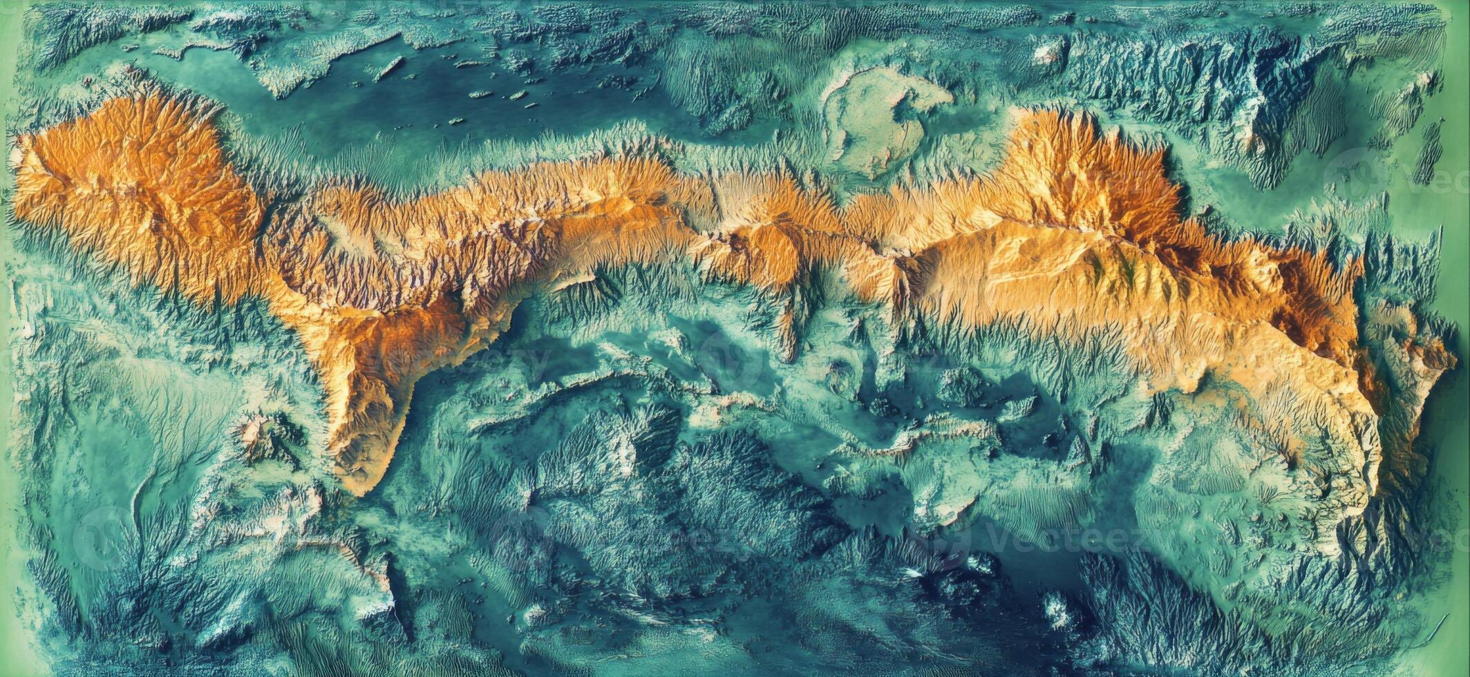 Aerial View of Earth s Topography Mountains Oceans Rivers photo