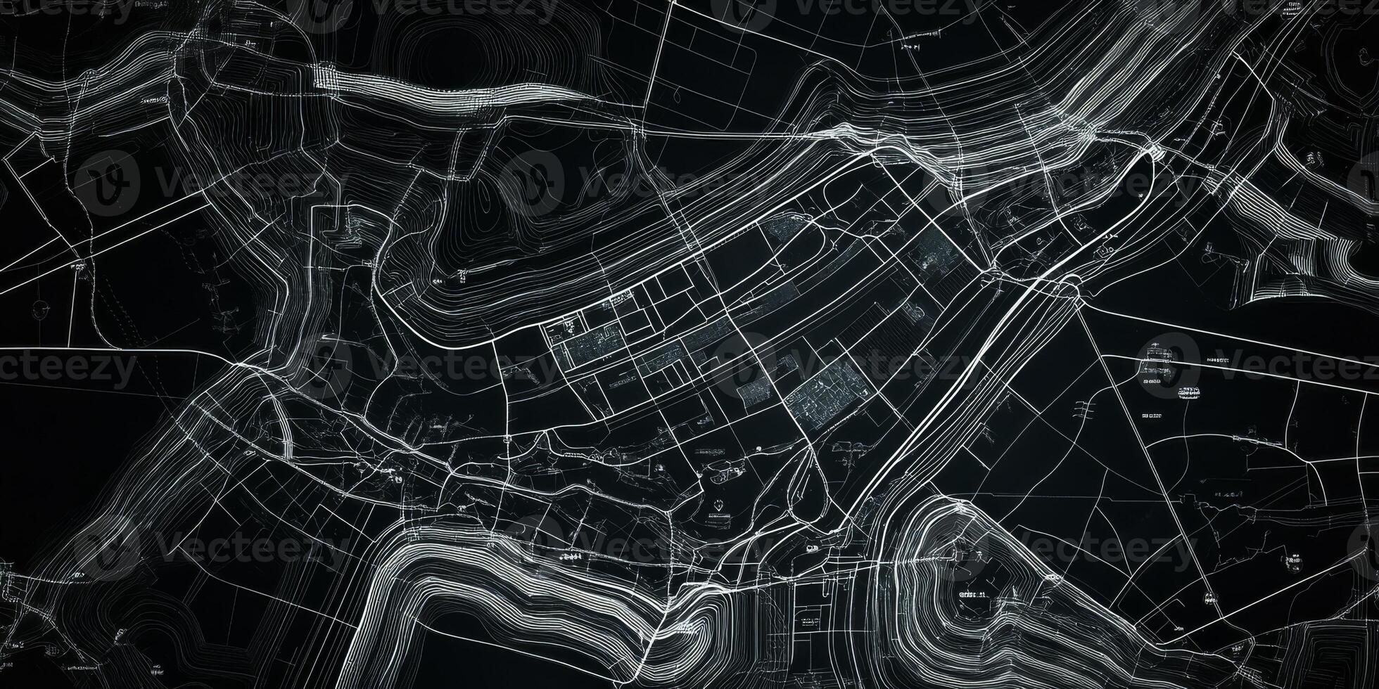 Monochrome Topographic City Map Urban Design Engineering Blueprint photo