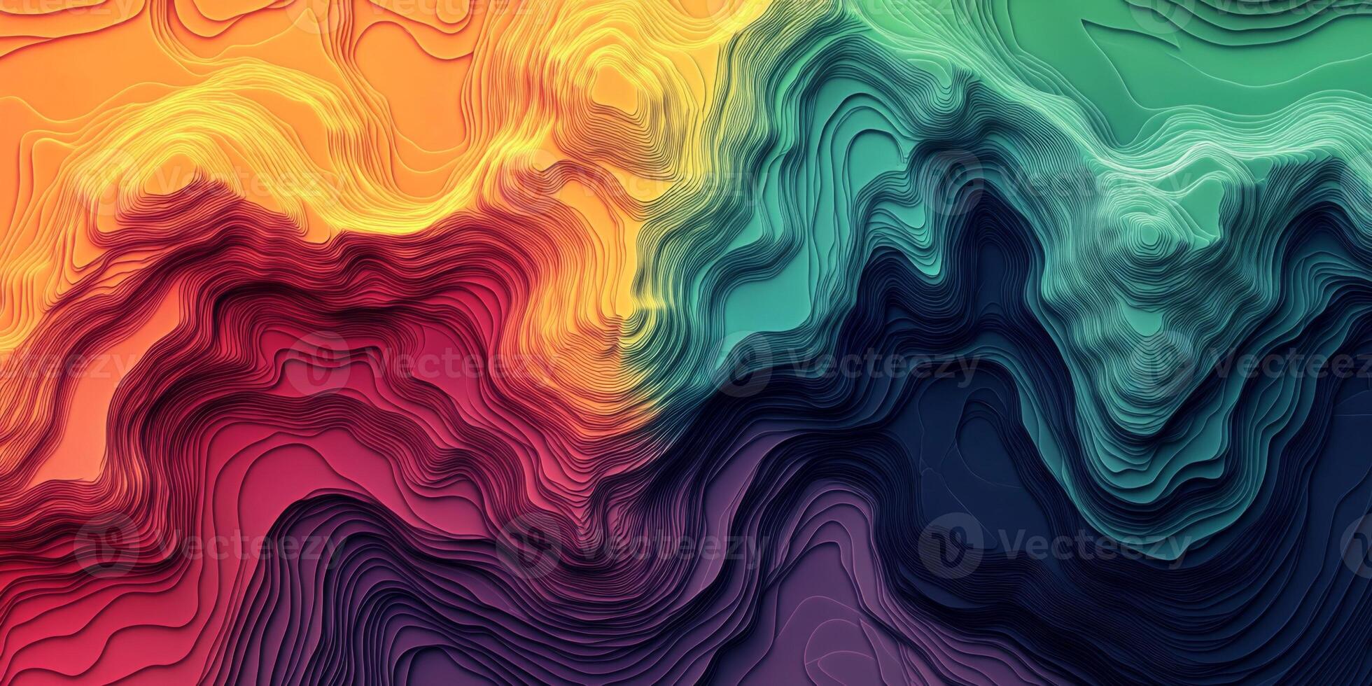 Abstract Colorful Topographic Map Gradient Terrain Artistic Landscape Design photo