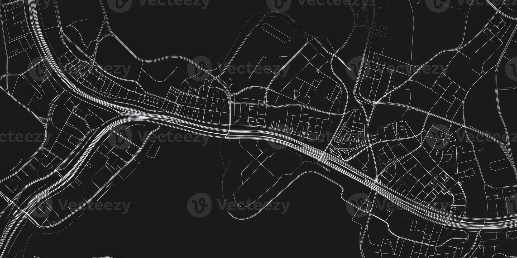 Monochrome City Map Urban Infrastructure Roads and Waterways Design photo