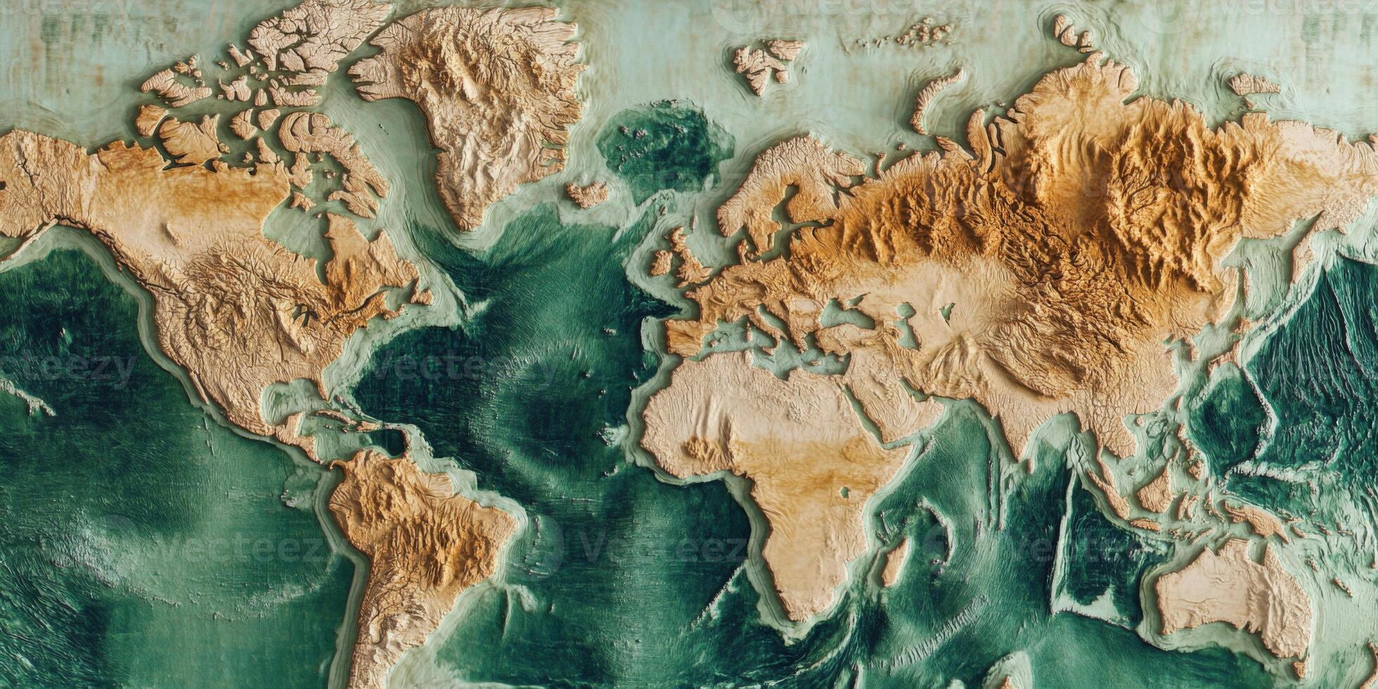 Earth Topography Map Global Relief Continents Oceans 3D Texture photo