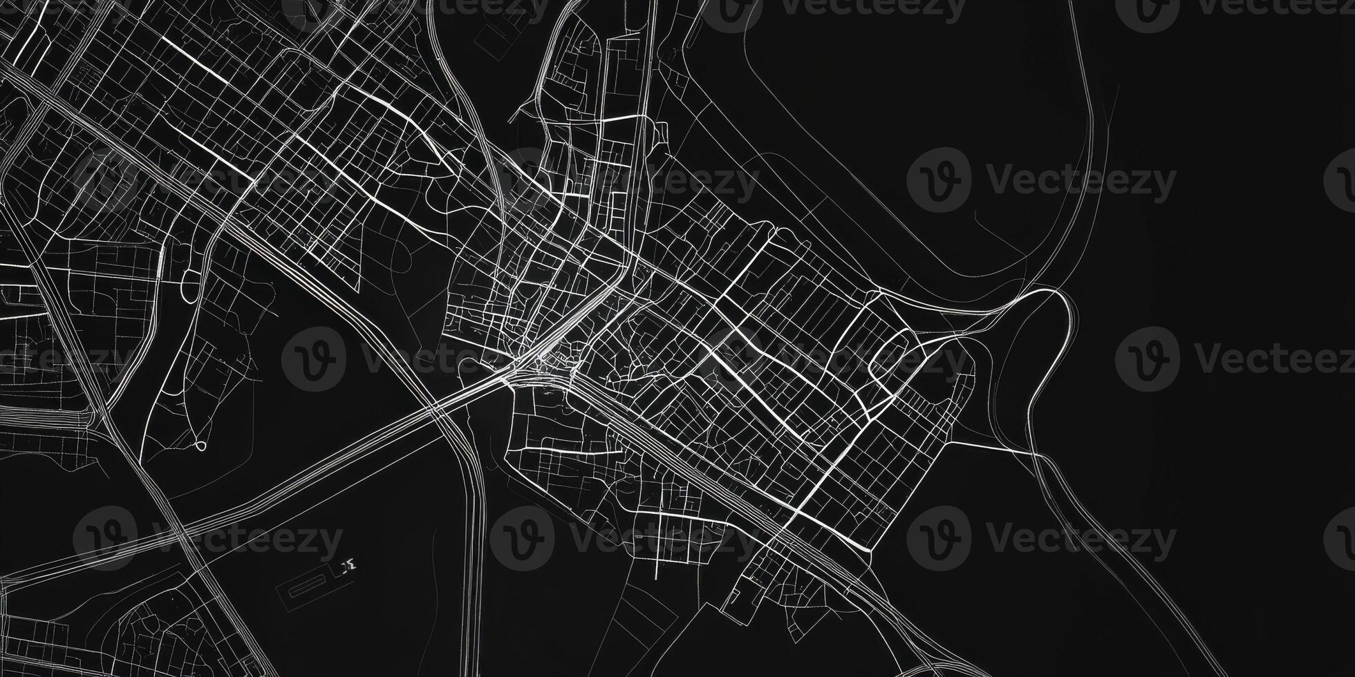 Monochrome City Map Urban Design Roads Buildings Waterways photo